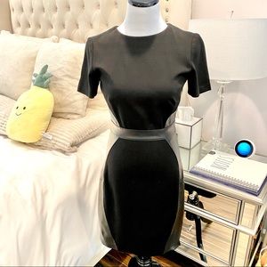 Antonio Melani Black Midi Dress with Leather Sides